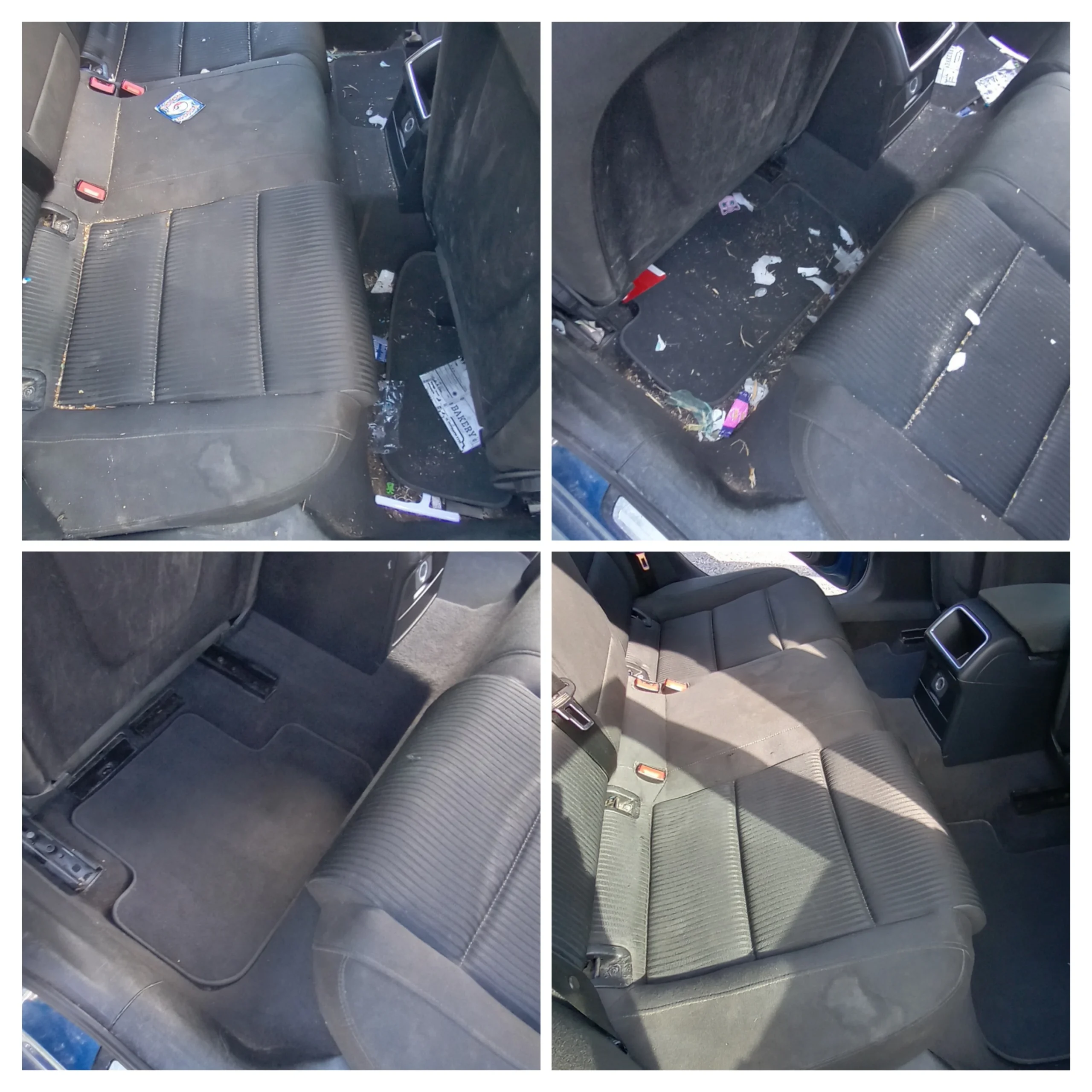 Putipuhdas auton sisäpuhdistus Tampere – ennen ja jälkeen lopputulos